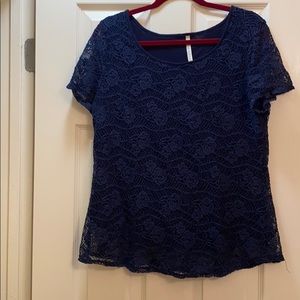 Navy Blue lace detailed shirt